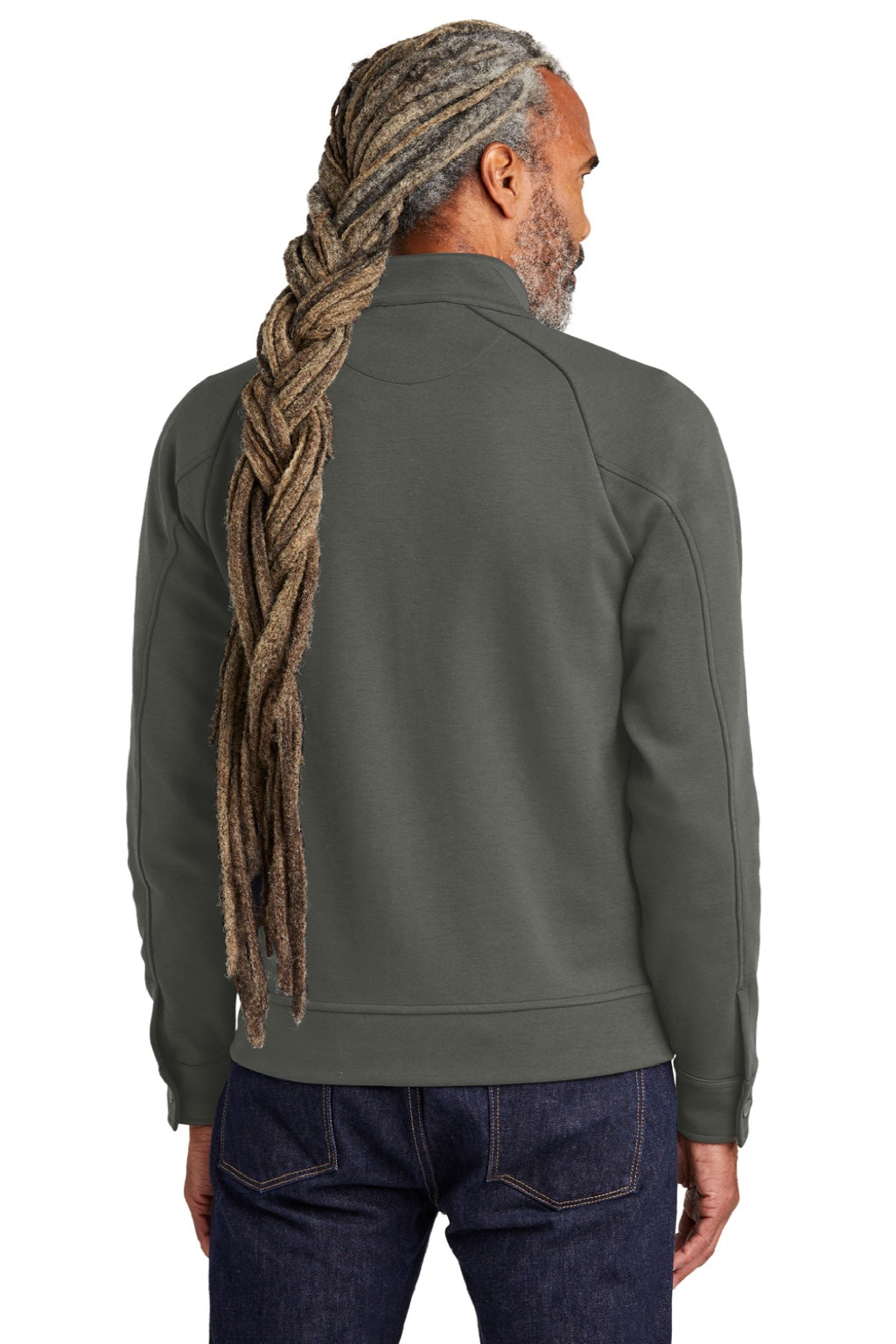 Brooks Brothers Mens Double Knit Full Zip Sweatshirt w/ Pockets Windsor Grey Model Back