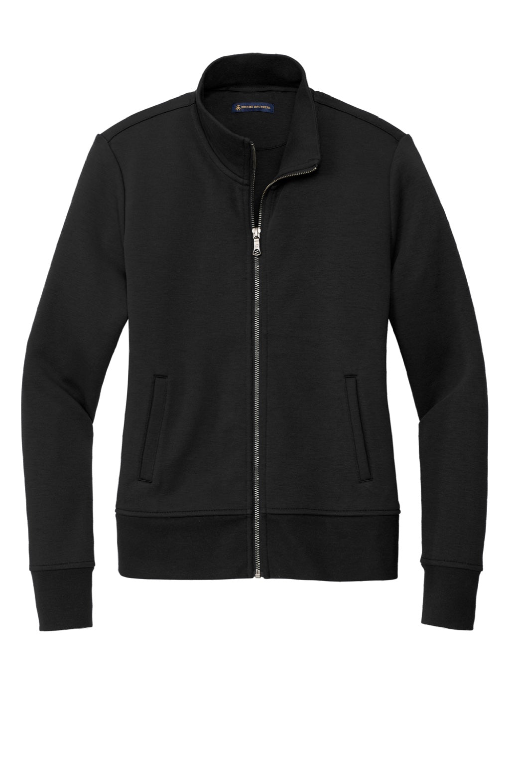 Brooks Brothers Womens Double Knit Full Zip Sweatshirt w/ Pockets Deep Black Flat Front