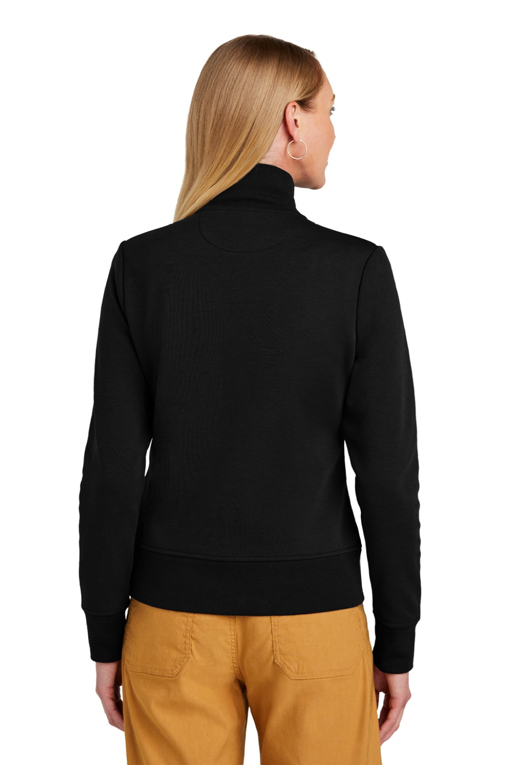 Brooks Brothers Womens Double Knit Full Zip Sweatshirt w/ Pockets Deep Black Model Back