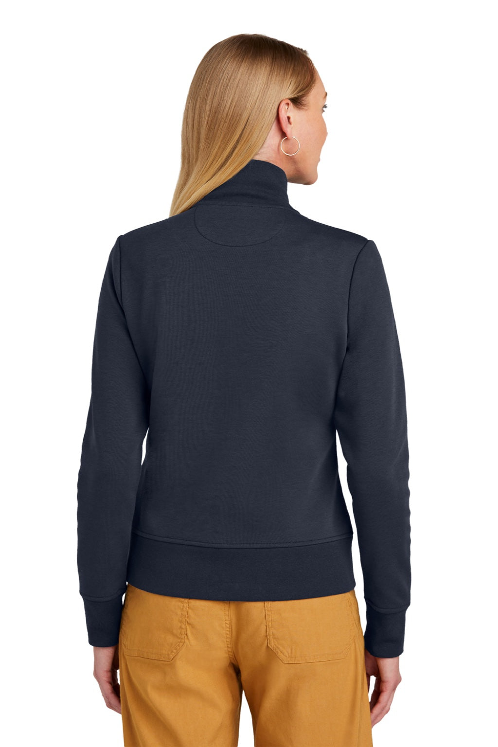 Brooks Brothers Womens Double Knit Full Zip Sweatshirt w/ Pockets Night Navy Blue Model Back