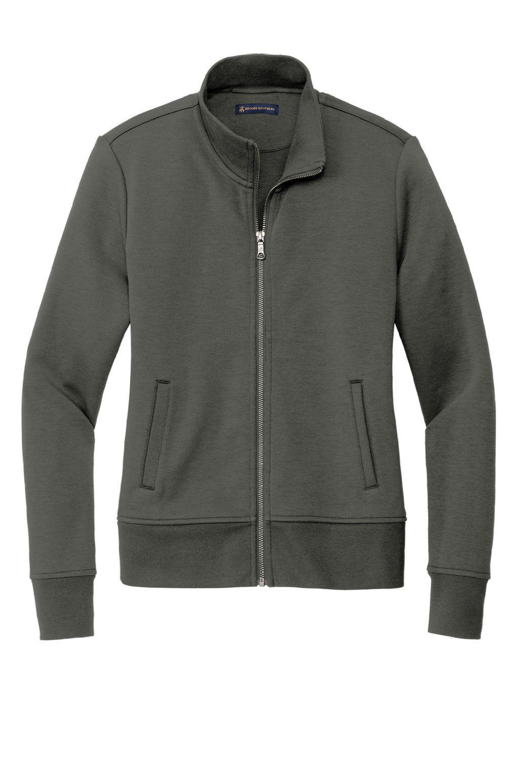Brooks Brothers Womens Double Knit Full Zip Sweatshirt w/ Pockets Windsor Grey Flat Front