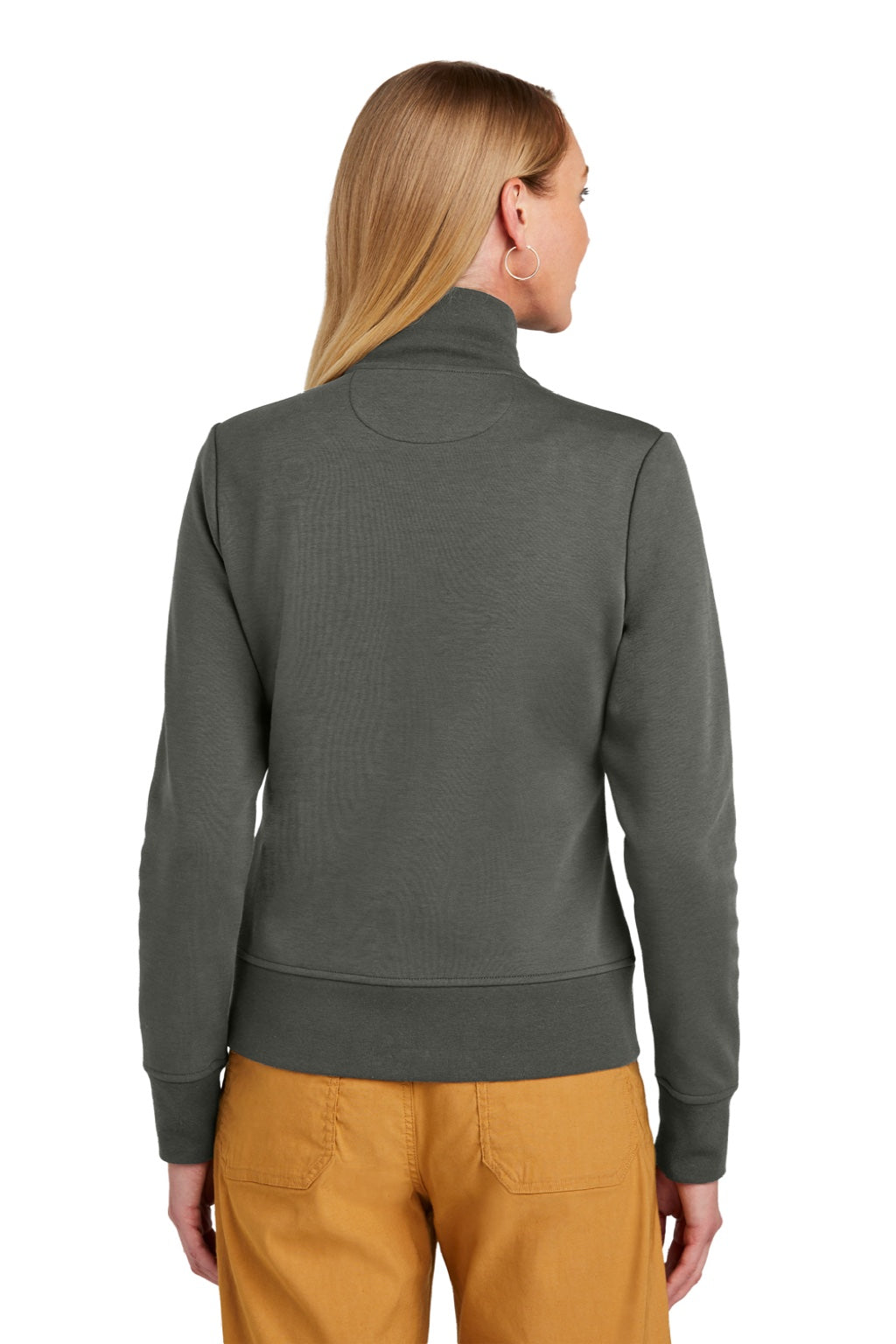 Brooks Brothers Womens Double Knit Full Zip Sweatshirt w/ Pockets Windsor Grey Model Back