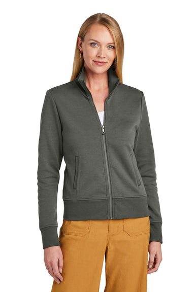 Brooks Brothers Womens Double Knit Full Zip Sweatshirt w/ Pockets Windsor Grey Model Front