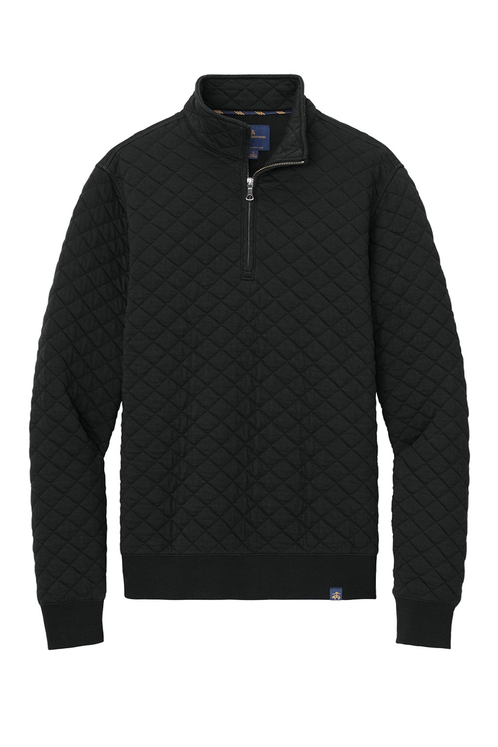 Brooks Brothers BB18212 Mens Diamond Quilt 1/4 Zip Sweatshirt Deep Black Flat Front