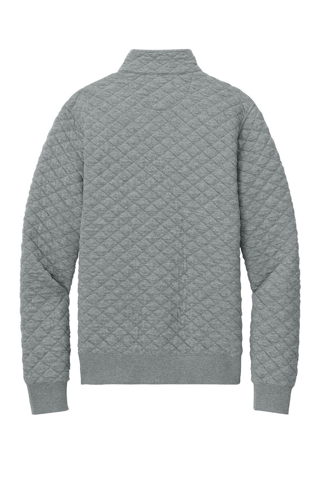 Brooks Brothers BB18212 Mens Diamond Quilt 1/4 Zip Sweatshirt Heather Light Shadow Grey Flat Back