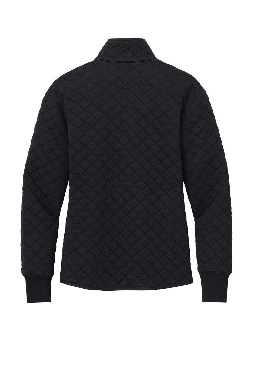 Brooks Brothers BB18213 Womens Diamond Quilt Full Zip Sweatshirt w/ Pocket Deep Black Flat Back