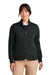 Brooks Brothers BB18213 Womens Diamond Quilt Full Zip Sweatshirt w/ Pocket Deep Black Model Front