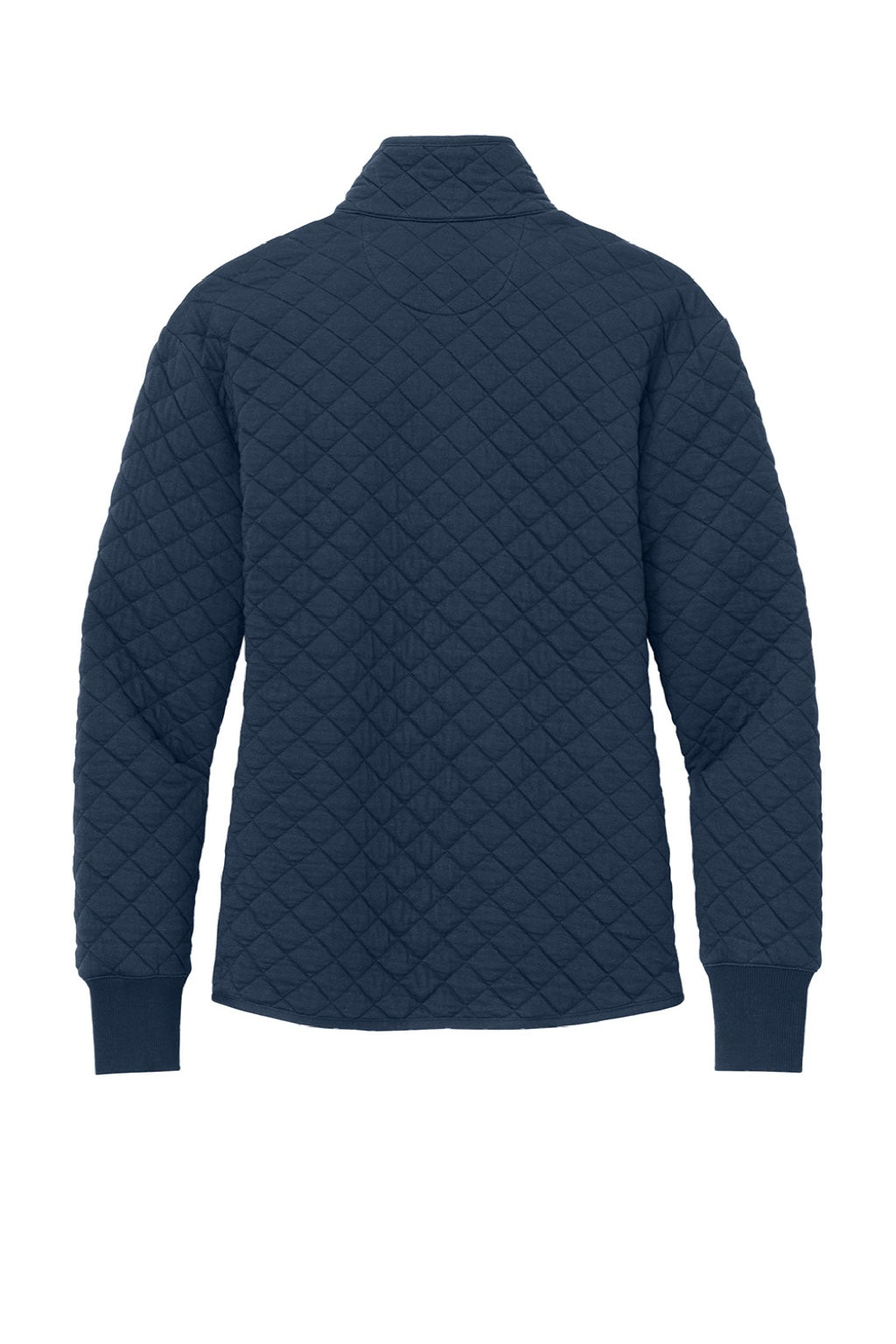 Brooks Brothers BB18213 Womens Diamond Quilt Full Zip Sweatshirt w/ Pocket Navy Blue Blazer Flat Back