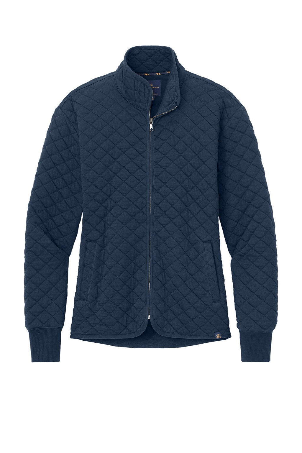 Brooks Brothers BB18213 Womens Diamond Quilt Full Zip Sweatshirt w/ Pocket Navy Blue Blazer Flat Front