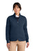 Brooks Brothers BB18213 Womens Diamond Quilt Full Zip Sweatshirt w/ Pocket Navy Blue Blazer Model Front