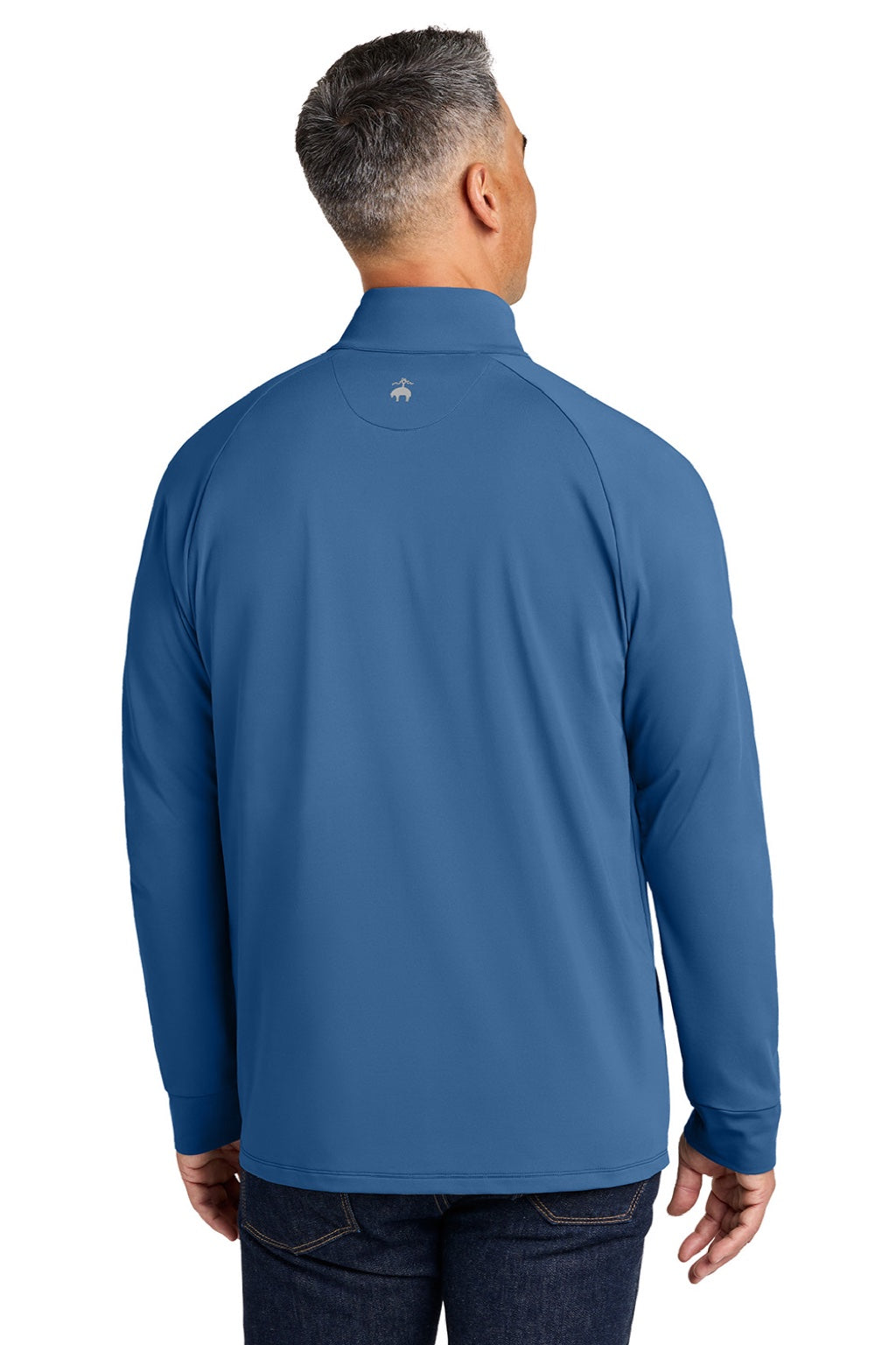 Brooks Brothers BB18214 Mens Luxe Performance 1/4 Zip Sweatshirt Charter Blue Model Back