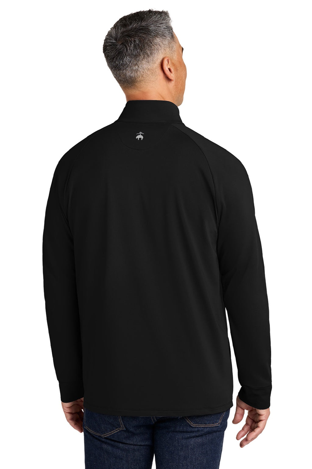 Brooks Brothers BB18214 Mens Luxe Performance 1/4 Zip Sweatshirt Deep Black Model Back