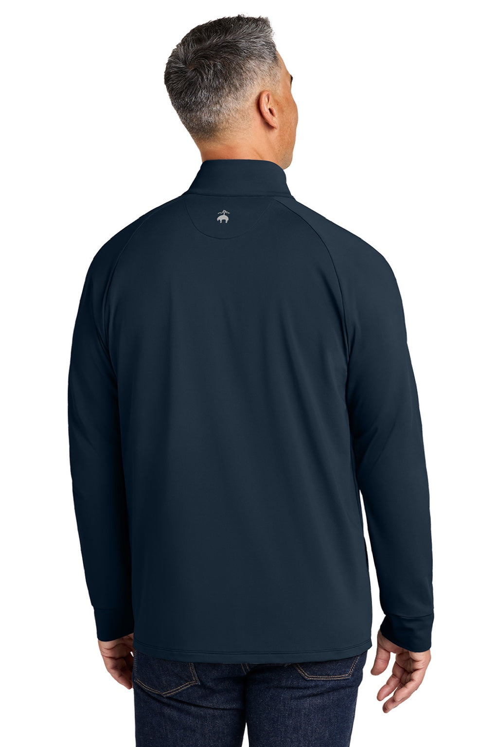 Brooks Brothers BB18214 Mens Luxe Performance 1/4 Zip Sweatshirt Navy Blazer Blue Model Back