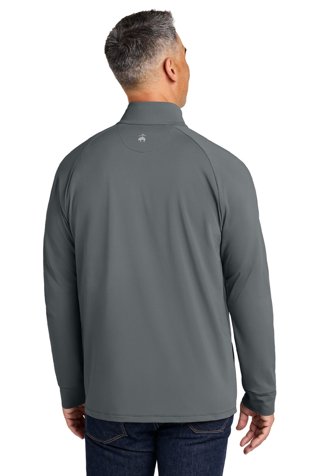 Brooks Brothers BB18214 Mens Luxe Performance 1/4 Zip Sweatshirt Shadow Grey Model Back