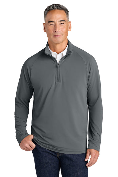 Brooks Brothers BB18214 Mens Luxe Performance 1/4 Zip Sweatshirt Shadow Grey Model Front