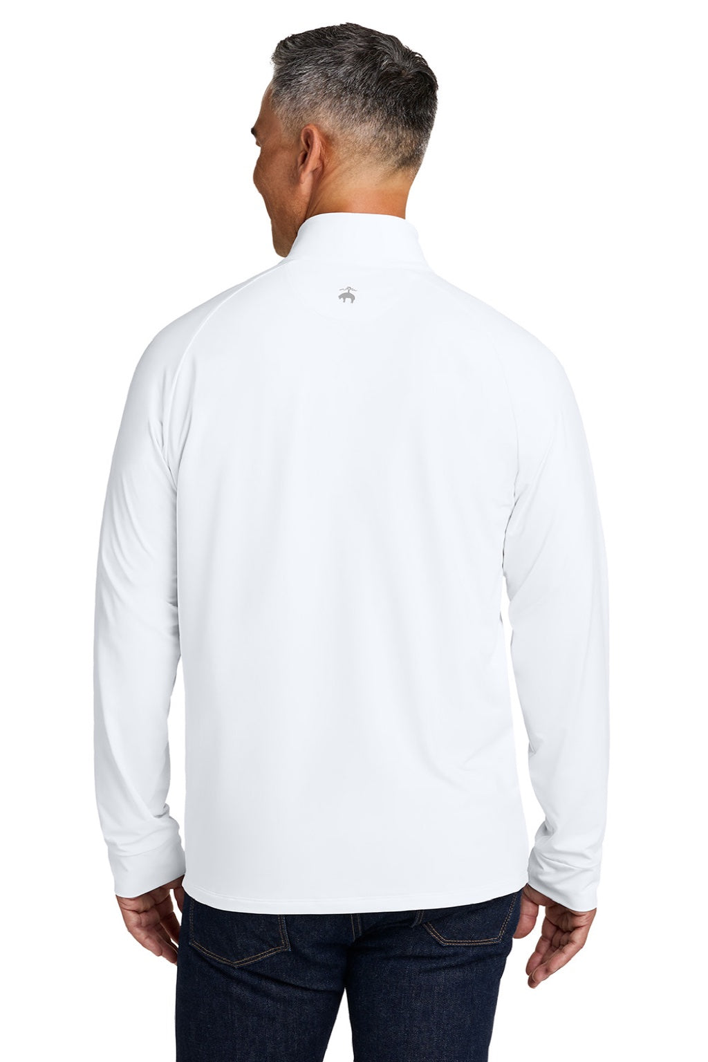 Brooks Brothers BB18214 Mens Luxe Performance 1/4 Zip Sweatshirt White Model Back