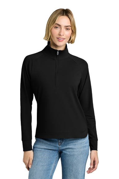 Brooks Brothers BB18215 Womens Luxe Performance 1/4 Zip Sweatshirt Deep Black Model Front
