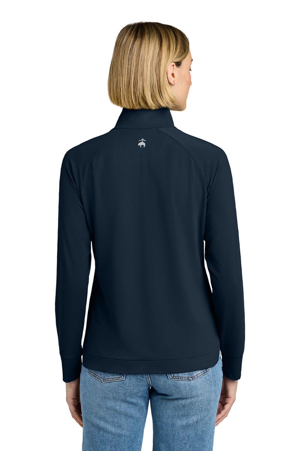 Brooks Brothers BB18215 Womens Luxe Performance 1/4 Zip Sweatshirt Navy Blazer Blue Model Back