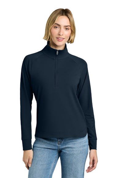Brooks Brothers BB18215 Womens Luxe Performance 1/4 Zip Sweatshirt Navy Blazer Blue Model Front
