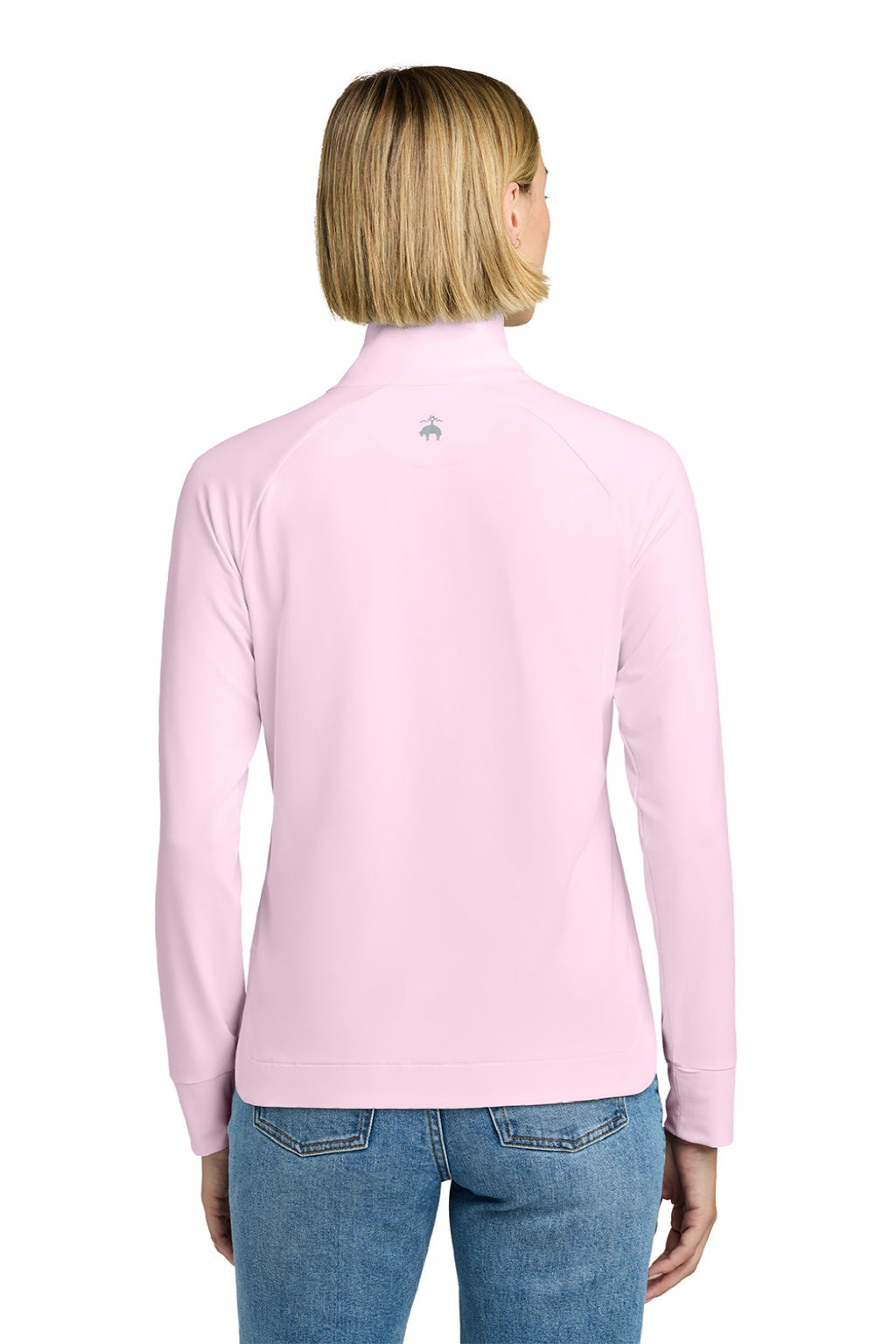 Brooks Brothers BB18215 Womens Luxe Performance 1/4 Zip Sweatshirt Pearl Pink Model Back