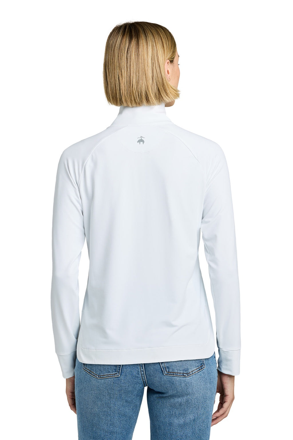 Brooks Brothers BB18215 Womens Luxe Performance 1/4 Zip Sweatshirt White Model Back