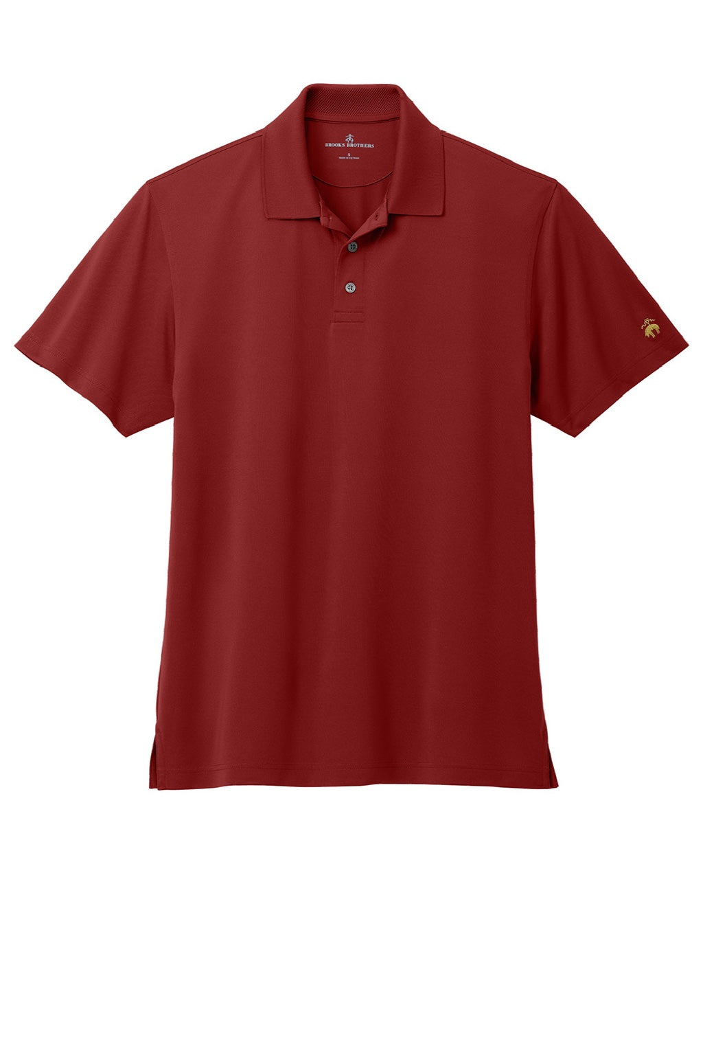 Brooks Brothers BB18220 Mens Moisture Wicking Performance Mesh Pique Short Sleeve Polo Shirt Rich Red Flat Front