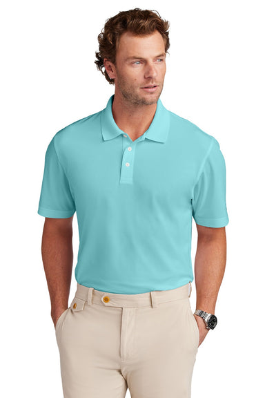 Brooks Brothers BB18220 Mens Moisture Wicking Performance Mesh Pique Short Sleeve Polo Shirt Soft Mint Model Front
