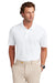 Brooks Brothers BB18220 Mens Moisture Wicking Performance Mesh Pique Short Sleeve Polo Shirt White Model Front