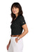 Brooks Brothers BB18221 Womens Moisture Wicking Pique Mesh Short Sleeve Polo Shirt Deep Black Model Side