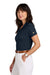 Brooks Brothers BB18221 Womens Moisture Wicking Pique Mesh Short Sleeve Polo Shirt Navy Blue Blazer Model Side