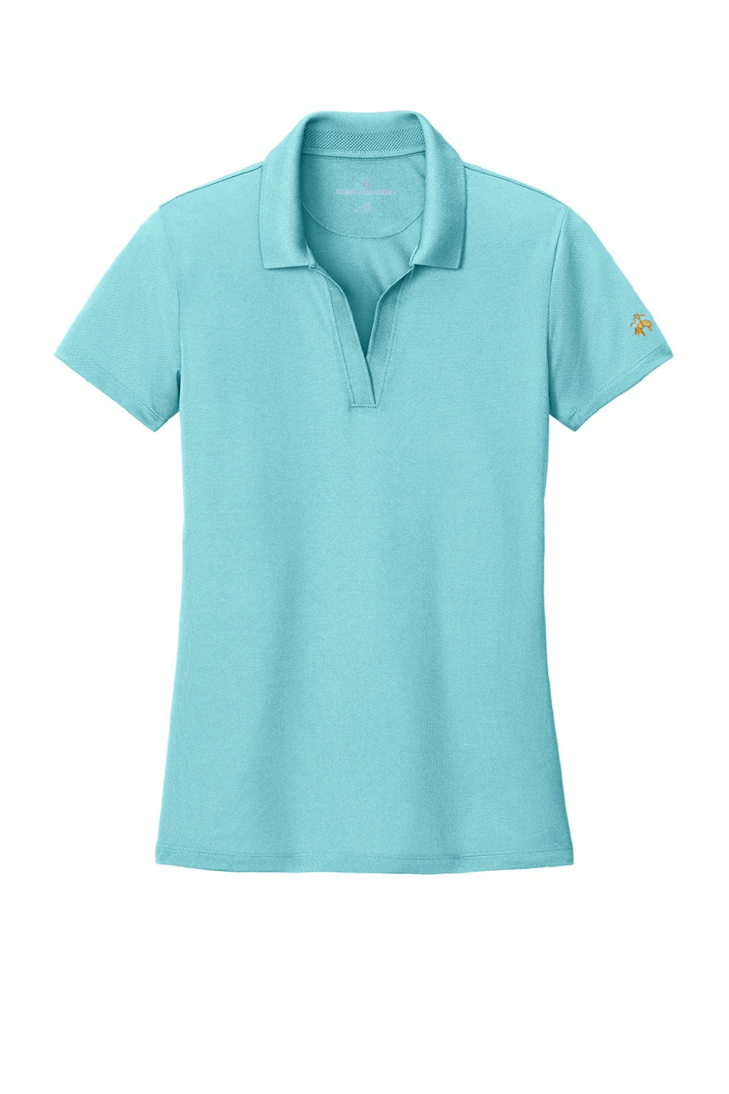 Brooks Brothers BB18221 Womens Moisture Wicking Pique Mesh Short Sleeve Polo Shirt Soft Mint Blue Flat Front