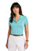 Brooks Brothers BB18221 Womens Moisture Wicking Pique Mesh Short Sleeve Polo Shirt Soft Mint Blue Model Front