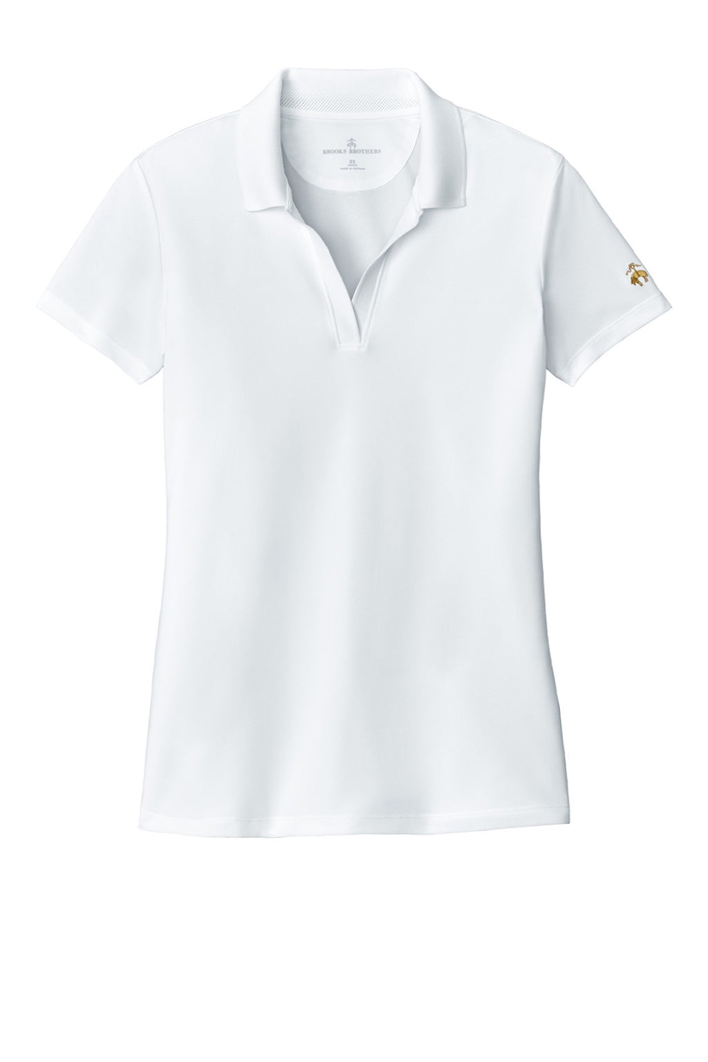 Brooks Brothers BB18221 Womens Moisture Wicking Pique Mesh Short Sleeve Polo Shirt White Flat Front
