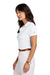 Brooks Brothers BB18221 Womens Moisture Wicking Pique Mesh Short Sleeve Polo Shirt White Model Side