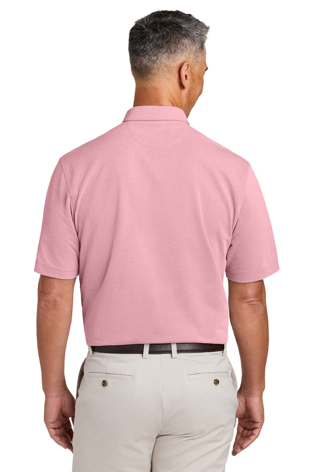 Brooks Brothers BB18222 Mens Pinpoint Pique Short Sleeve Polo Shirt Crimson Red Model Back