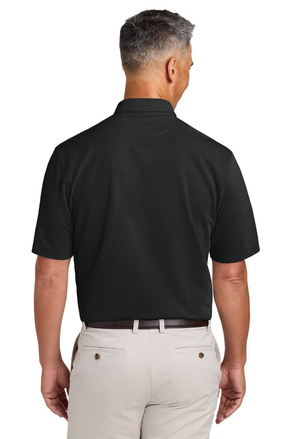Brooks Brothers BB18222 Mens Pinpoint Pique Short Sleeve Polo Shirt Deep Black Model Back