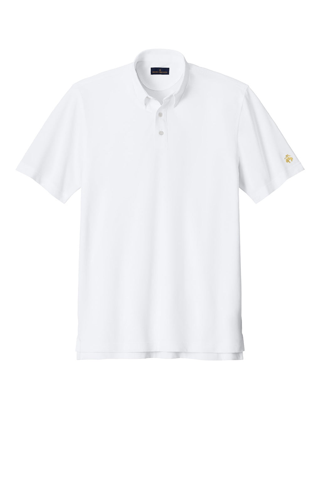 Brooks Brothers BB18222 Mens Pinpoint Pique Short Sleeve Polo Shirt White Flat Front