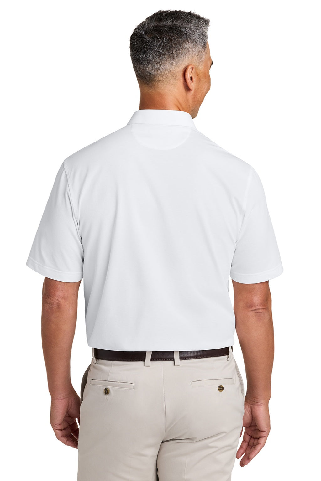 Brooks Brothers BB18222 Mens Pinpoint Pique Short Sleeve Polo Shirt White Model Back