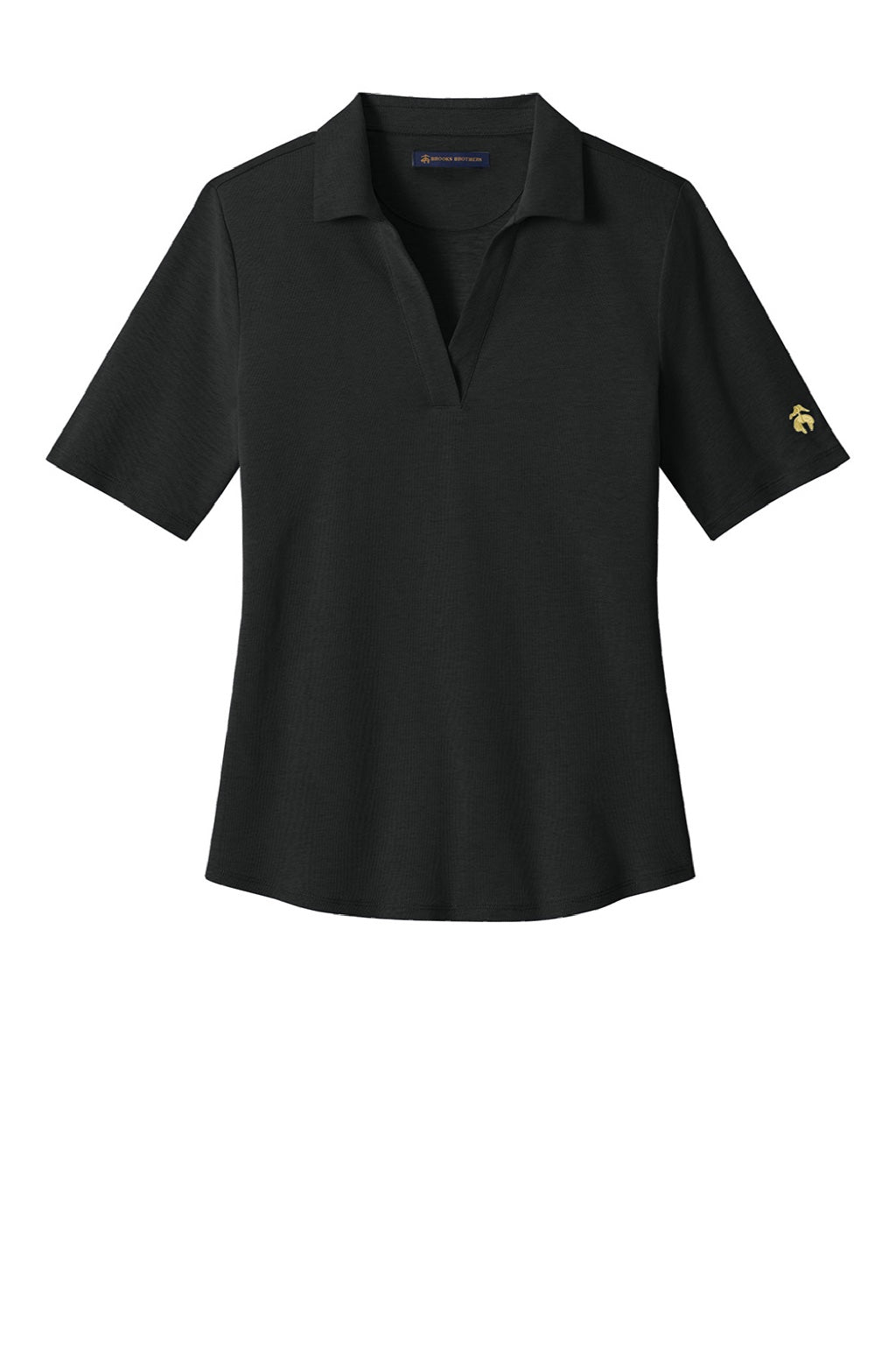Brooks Brothers BB18223 Womens Pinpoint Pique Short Sleeve Polo Shirt Deep Black Flat Front