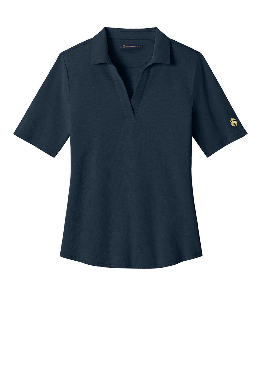 Brooks Brothers BB18223 Womens Pinpoint Pique Short Sleeve Polo Shirt Navy Blazer Blue Flat Front