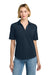 Brooks Brothers BB18223 Womens Pinpoint Pique Short Sleeve Polo Shirt Navy Blazer Blue Model Front