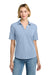 Brooks Brothers BB18223 Womens Pinpoint Pique Short Sleeve Polo Shirt Newport Blue Model Front