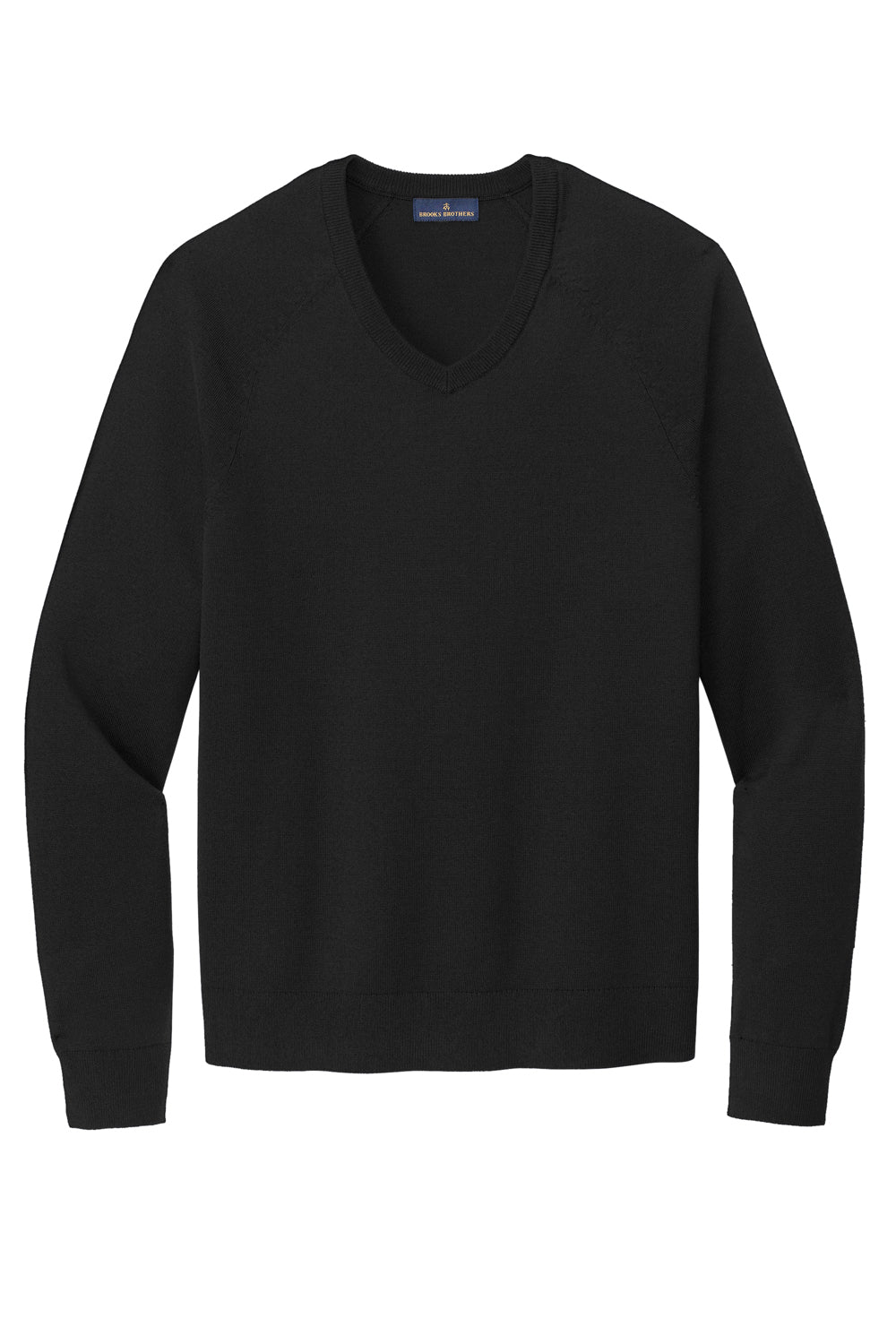 Brooks Brothers Mens Long Sleeve V-Neck Sweater Deep Black Flat Front