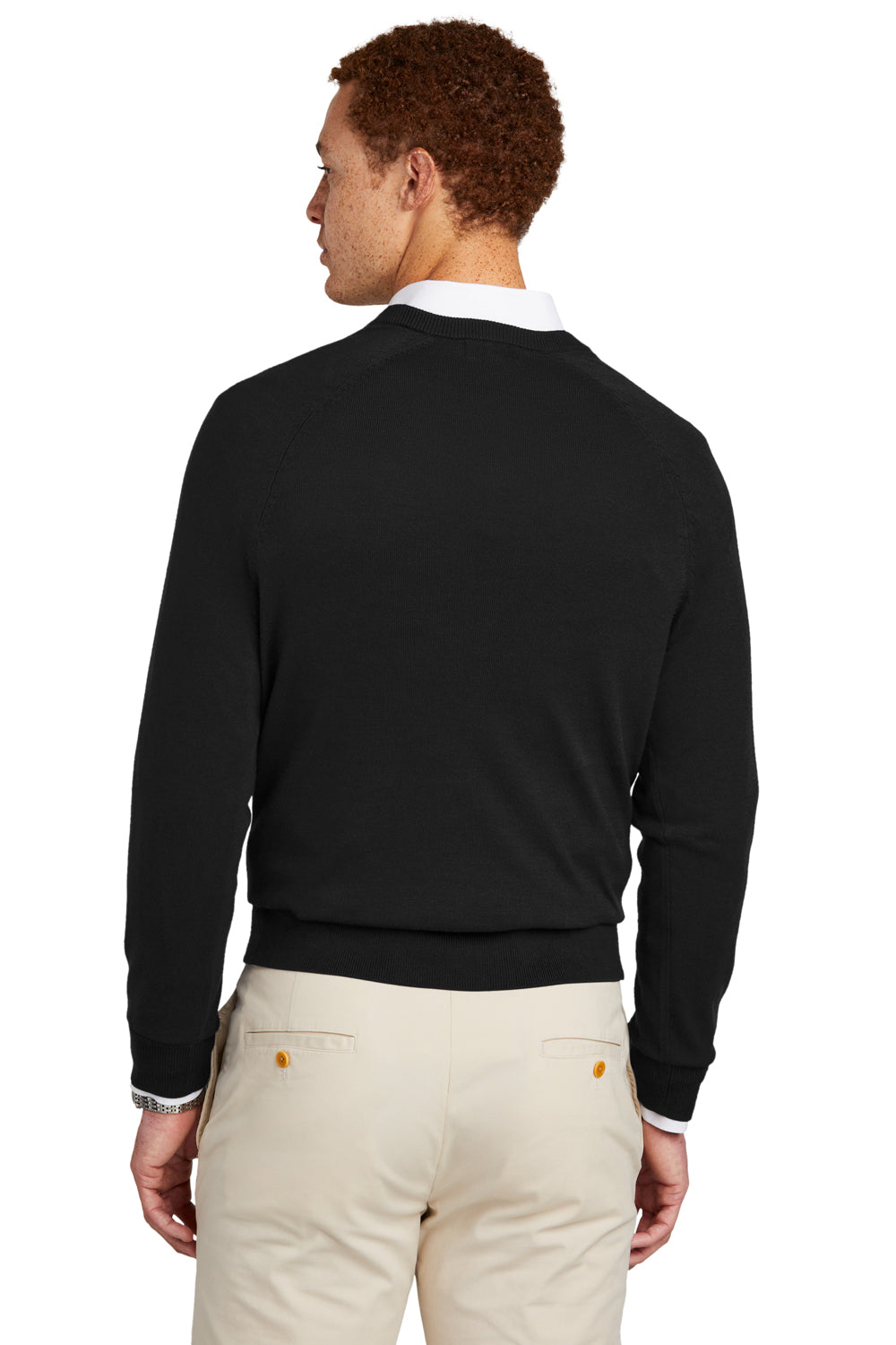 Brooks Brothers Mens Long Sleeve V-Neck Sweater Deep Black Model Back