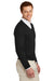 Brooks Brothers Mens Long Sleeve V-Neck Sweater Deep Black Model Side