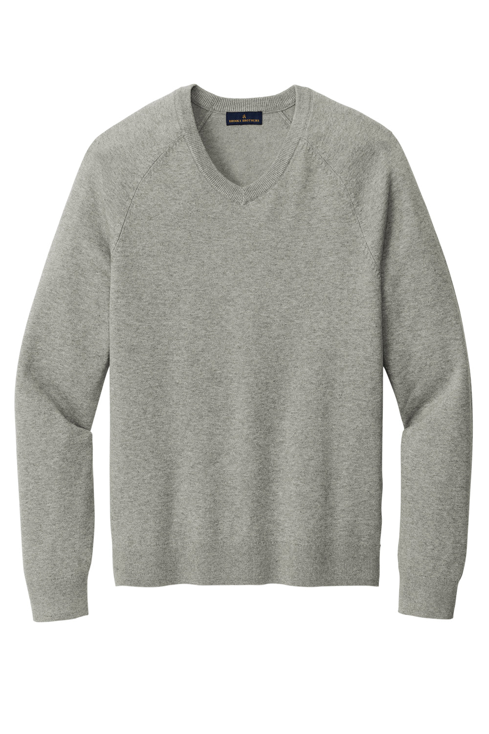 Brooks Brothers Mens Long Sleeve V-Neck Sweater Heather Light Shadow Grey Flat Front