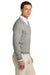 Brooks Brothers Mens Long Sleeve V-Neck Sweater Heather Light Shadow Grey Model Side
