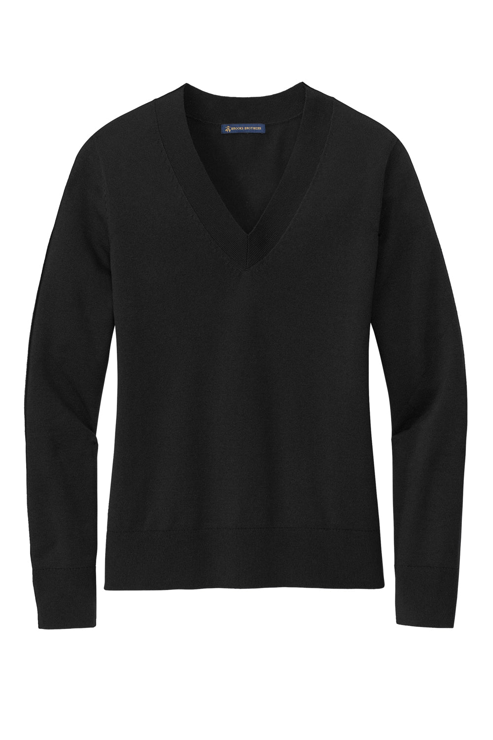 Brooks Brothers Womens Long Sleeve V-Neck Sweater Deep Black Flat Front