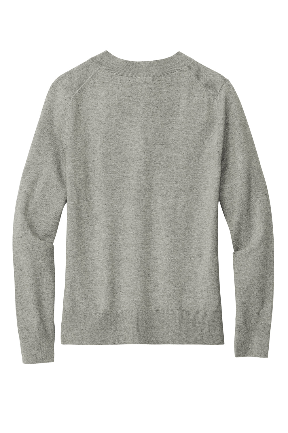 Brooks Brothers Womens Long Sleeve V-Neck Sweater Heather Light Shadow Grey Flat Back