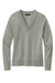 Brooks Brothers Womens Long Sleeve V-Neck Sweater Heather Light Shadow Grey Flat Front